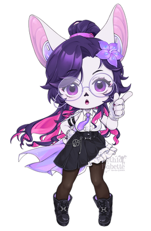 SpaceyBat typing on her computer.